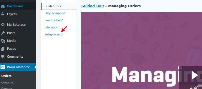 WooCommerce Setup Wizard Link