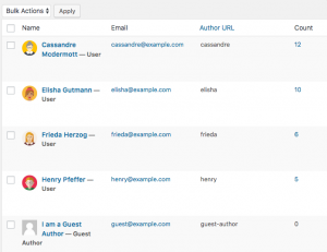 WordPress Guest Authors - publishpress authors screen